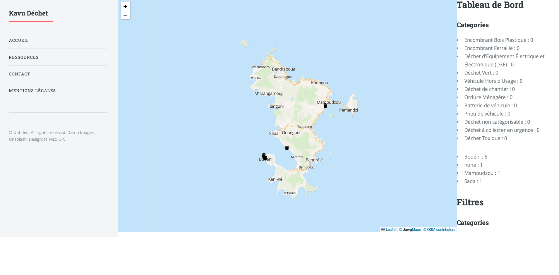 POC du site web (développé par les bénévoles de Kavu)